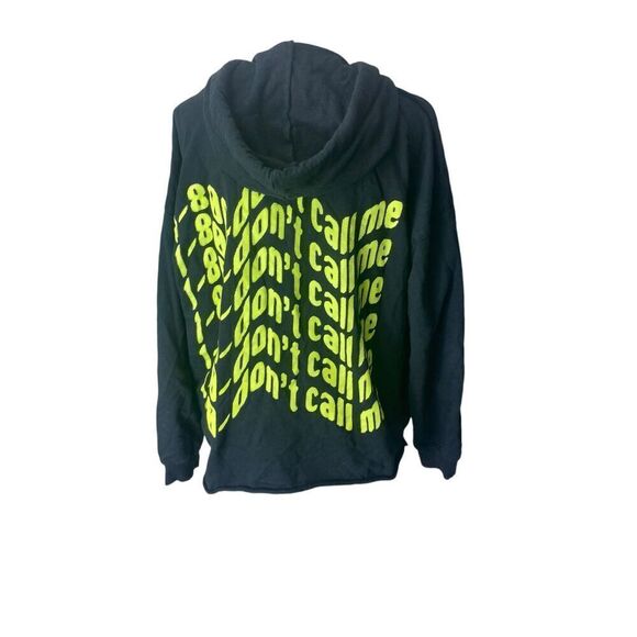Urban Outfitters Womens Black Don't Call Me Zip-Up Hoodie Size Small Petite - Picture 2 of 5